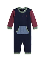 Baby Boy's Colorblocked Cotton-Blend Fleece Coverall