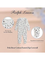 Baby Girl's Bear-Print Cotton Footie