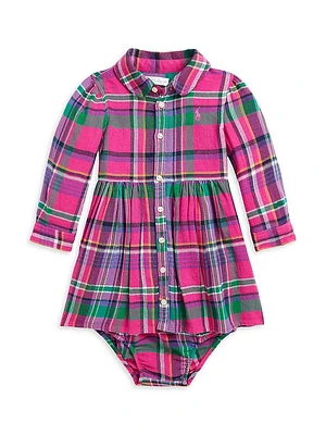 Baby Girl's Plaid Flannel Shirtdress & Bloomers Set