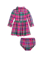 Baby Girl's Plaid Flannel Shirtdress & Bloomers Set