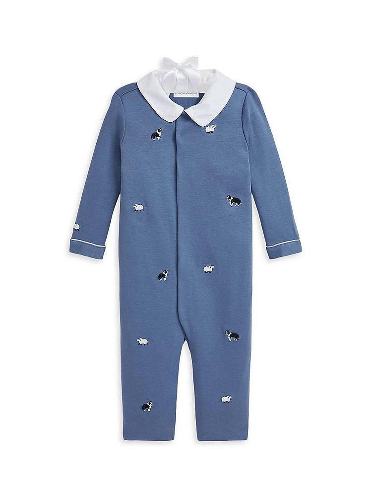 Baby Boy's Embroidered Coveralls