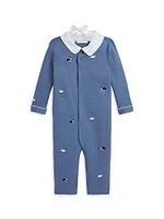 Baby Boy's Embroidered Coveralls