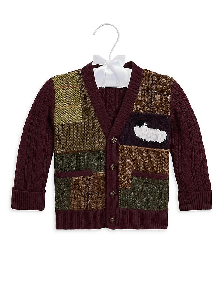 Baby Boy's Patchwork Herringbone Cardigan