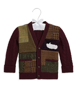 Baby Boy's Patchwork Herringbone Cardigan