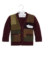 Baby Boy's Patchwork Herringbone Cardigan