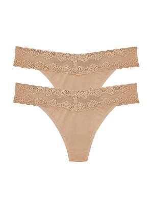 Bliss Perfection Lace Trim One Thong 2-Pack