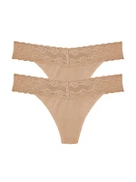 Bliss Perfection Lace Trim One Thong 2-Pack