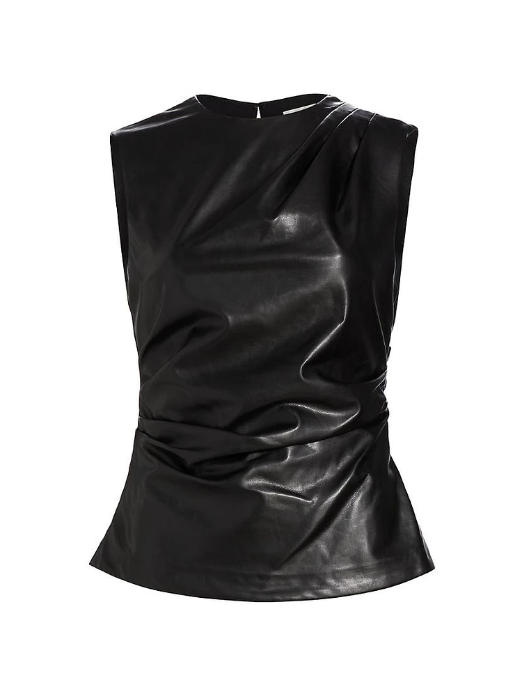 Wynter Draped Faux-Leather Top