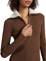 Sherin Ribbed Sherpa-Trim Sweater