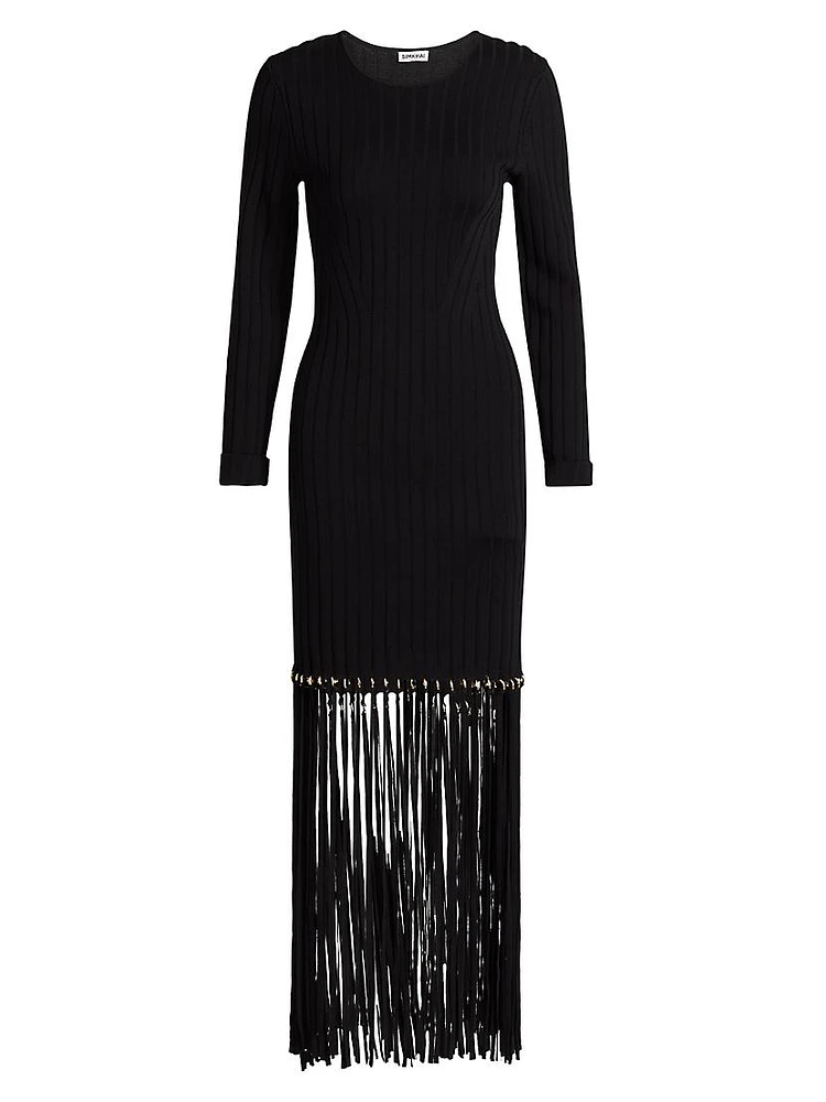 Sharron Fringed Knit Maxi Dress