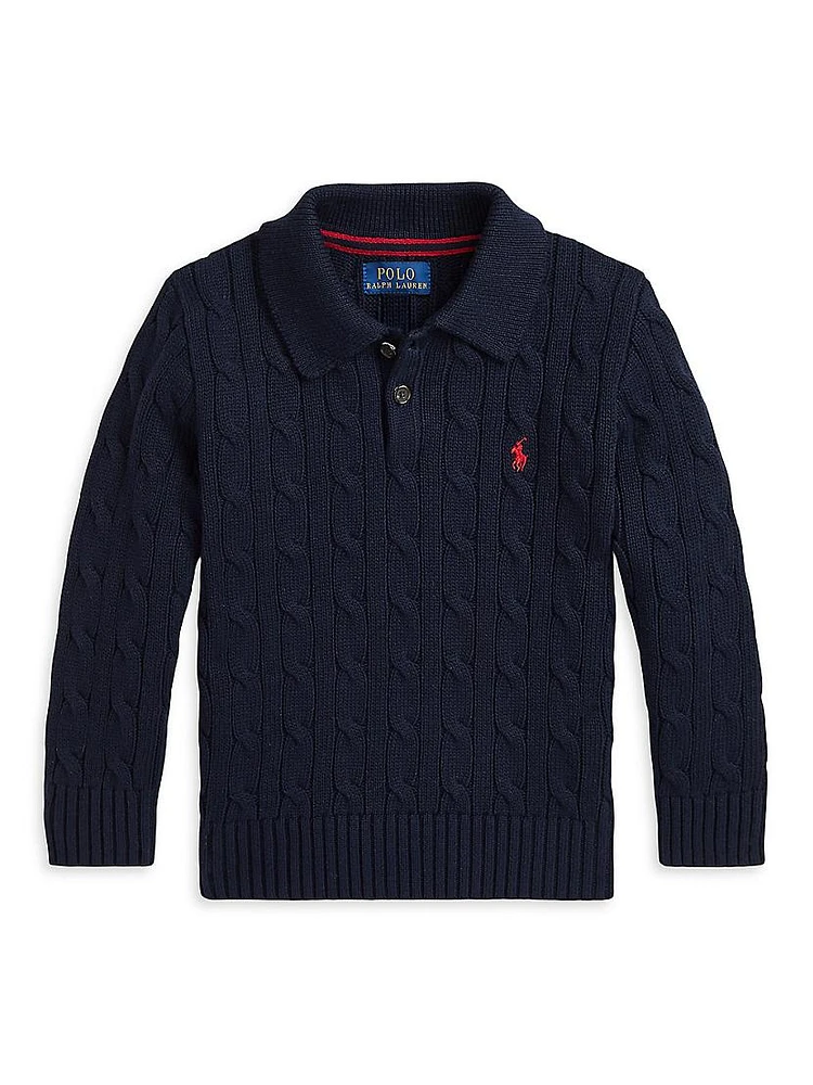 Little Boy's & Cable-Knit Polo Sweater