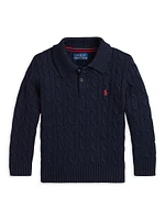 Little Boy's & Cable-Knit Polo Sweater