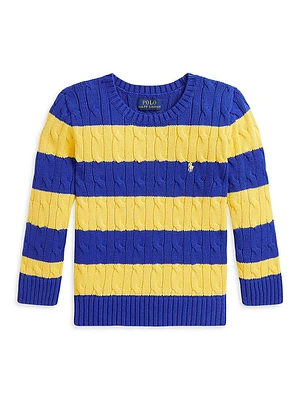 Little Boy's & Striped Cable-Knit Sweater