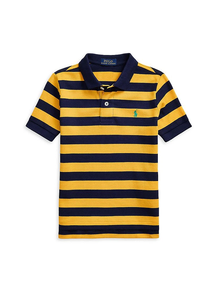 Little Boy's & Striped Mesh Polo Shirt