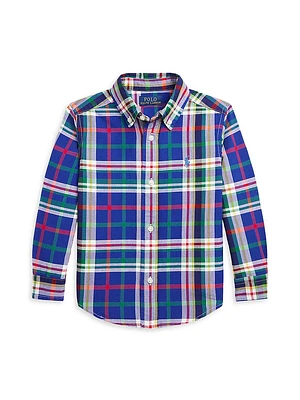 Little Boy's & Madras Plaid Button-Up Shirt