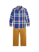 Little Boy's & Madras Plaid Button-Up Shirt