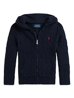 Little Boy's & Cable-Knit Zip-Up Hoodie