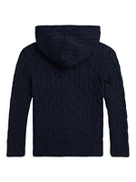 Little Boy's & Cable-Knit Zip-Up Hoodie