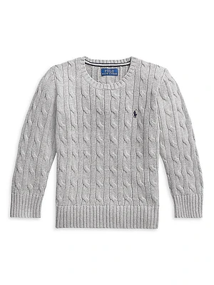 Little Boy's & Cable-Knit Crewneck Sweater