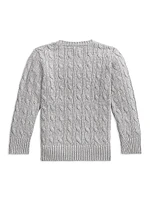 Little Boy's & Cable-Knit Crewneck Sweater