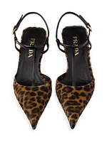 Printed Leather Slingback Pumps