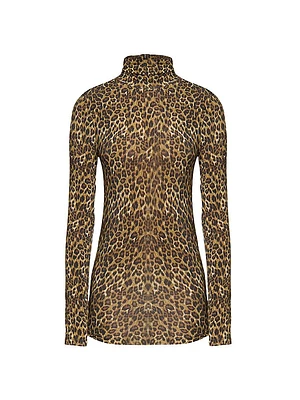 Joyela Leopard Turtleneck Top