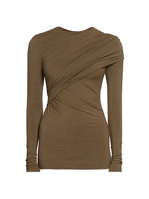 Asna Ruched Jersey Crewneck Top