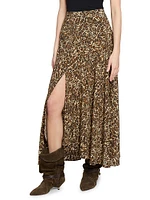 Sakura Leopard Maxi Skirt