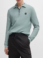 Zip-Neck Knit Polo with Stacked Logo