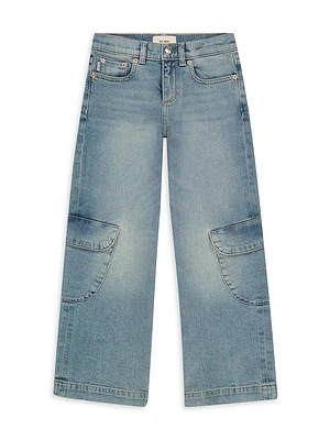 Little Girl's & Nini Cargo Wide Leg Jeans