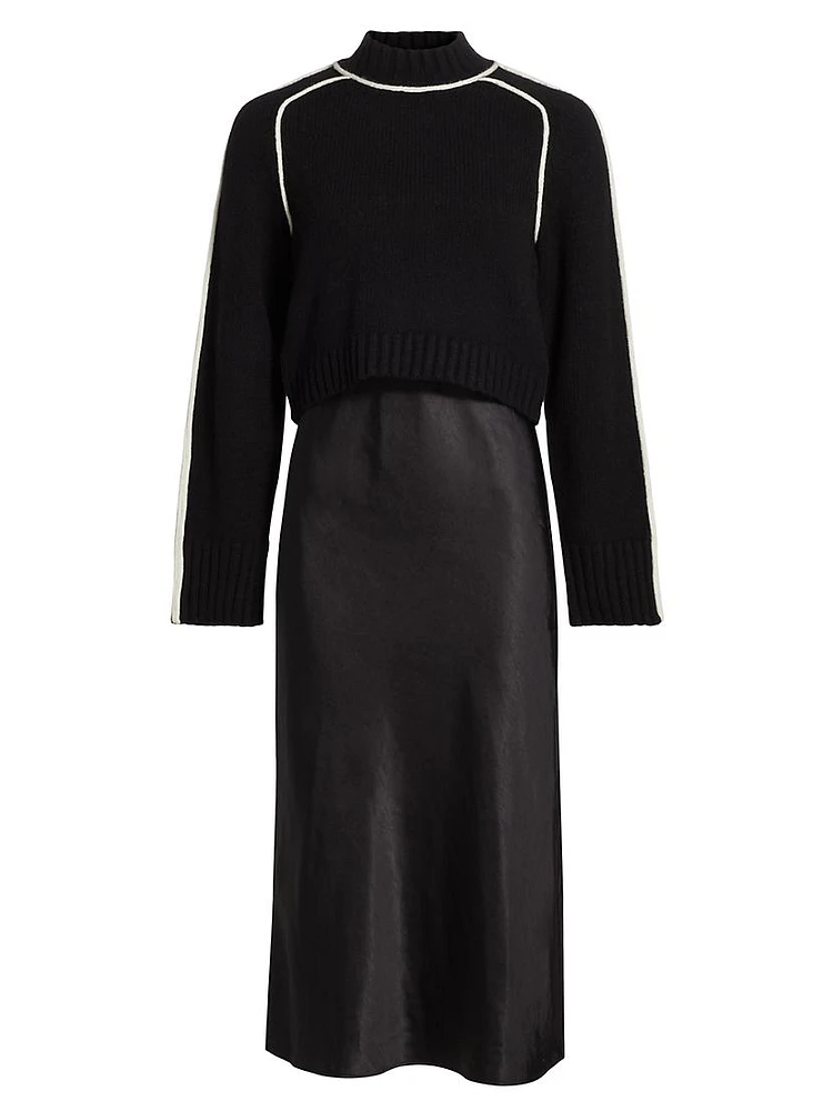 Crewneck Combo Midi-Dress