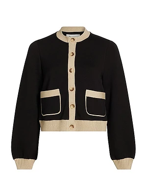 Camila Contrast-Trim Cardigan