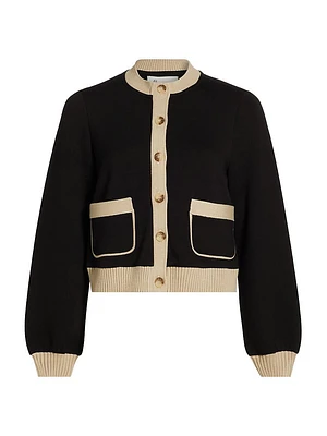 Camila Contrast-Trim Cardigan