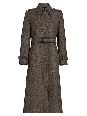 Isabelle Tweed Belted Trench Coat