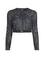 Sequin- & Bead-Embellished Crop Jacket