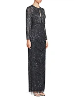 Sequin- & Bead-Embellished Crop Jacket