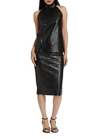 Tiffy Embossed Faux Leather Halterneck Top