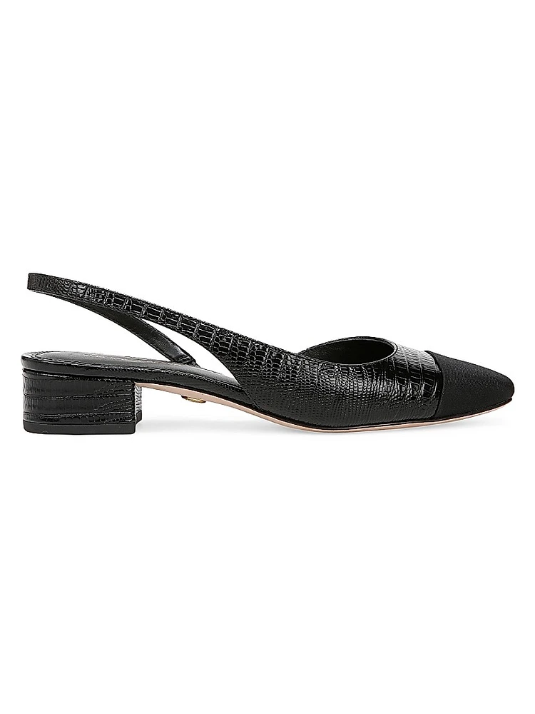 Cecile Embossed Leather Slingback Pumps