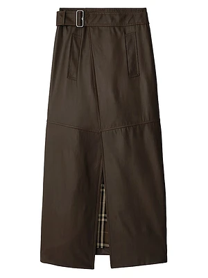Buckled Wool-Blend Twill Maxi Skirt