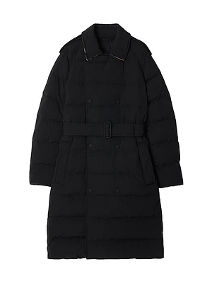 Padded Double-Breasted Belted Coat