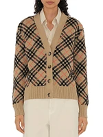 Plaid Cashmere V-Neck Cardigan