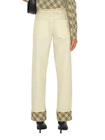 Plaid Mid-Rise Straight-Leg Jeans