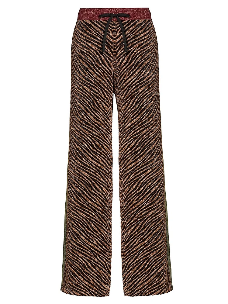 Zebra Drawstring Wide-Leg Pants