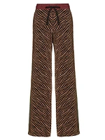 Zebra Drawstring Wide-Leg Pants