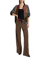Zebra Drawstring Wide-Leg Pants