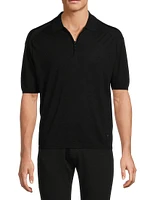 Wool-Blend Quarter-Zip Knit Polo Shirt