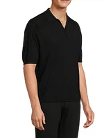 Wool-Blend Quarter-Zip Knit Polo Shirt