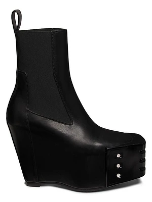 Grilled Wedge Beatle Leather Booties