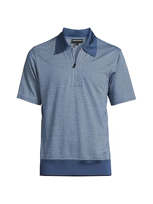 Cotton-Blend Half-Zip Polo Shirt