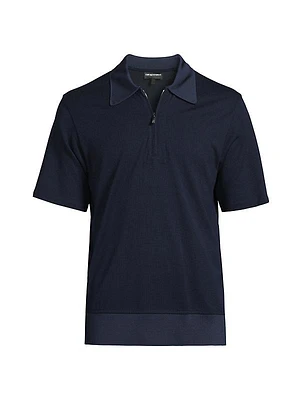 Cotton-Blend Half-Zip Polo Shirt